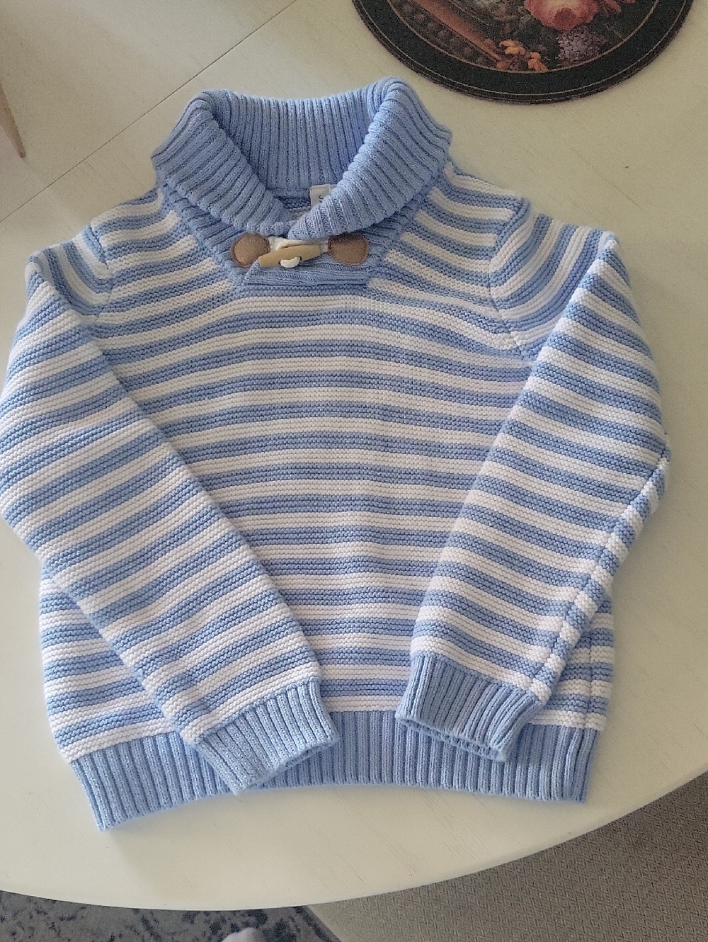 Janie and Jack Light Blue & White Striped Knit Sweater